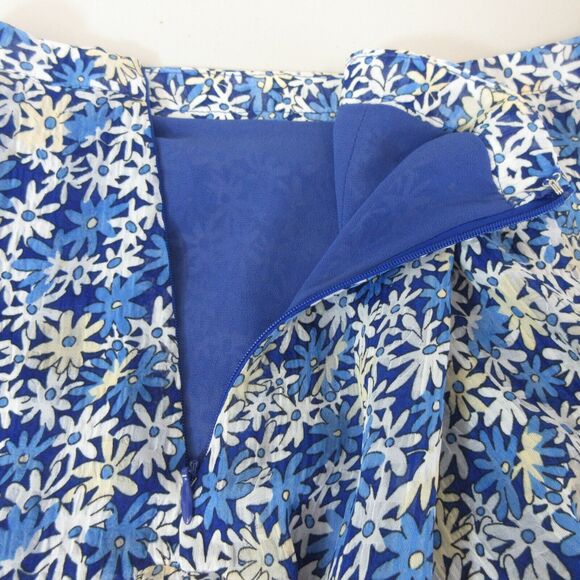 Floral Mini Skirt Size Large Blue Ruffle Lined Zipper Feminine Flowy Casual NWT - Picture 8 of 12